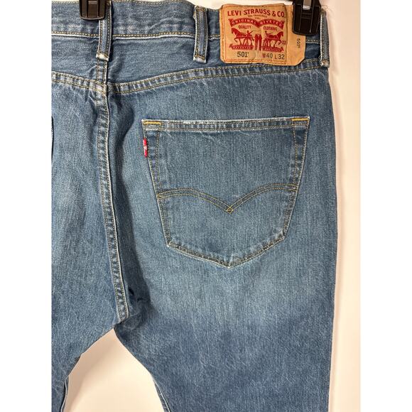 Levi’s 501 Men's Button Fly Straight Leg Denim Jeans Medium Wash Size 40x32 - Picture 7 of 12